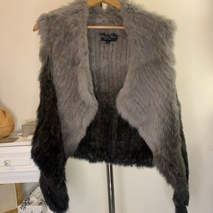 Gray and Black Faux Fur Vest